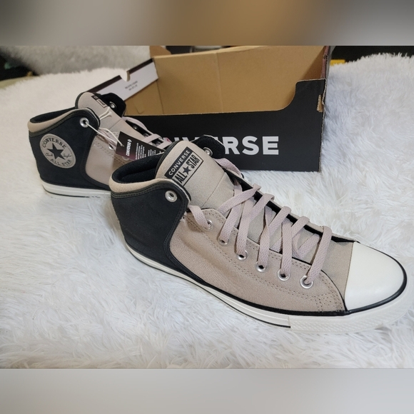 Converse Men's Black and White Mid-Top Sneakers - Picture 5 of 14